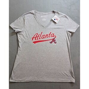Atlanta Braves Shirt Womens XL  Gray MLB Baseball Tee Short Sleeve New With Tags
